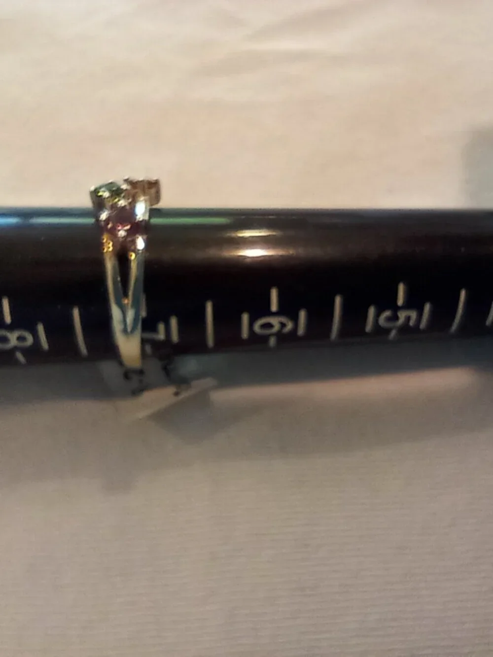 Tricolor tourmaline ring, .925 silver band, size 7 - Picture 3 of 7